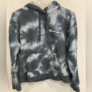 Champion grey tie-dye cropped hoodie
